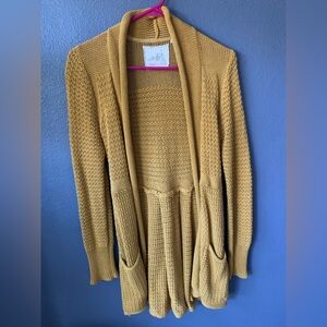 Anthropologie Angel of the North mustard sweater cardigan sz M